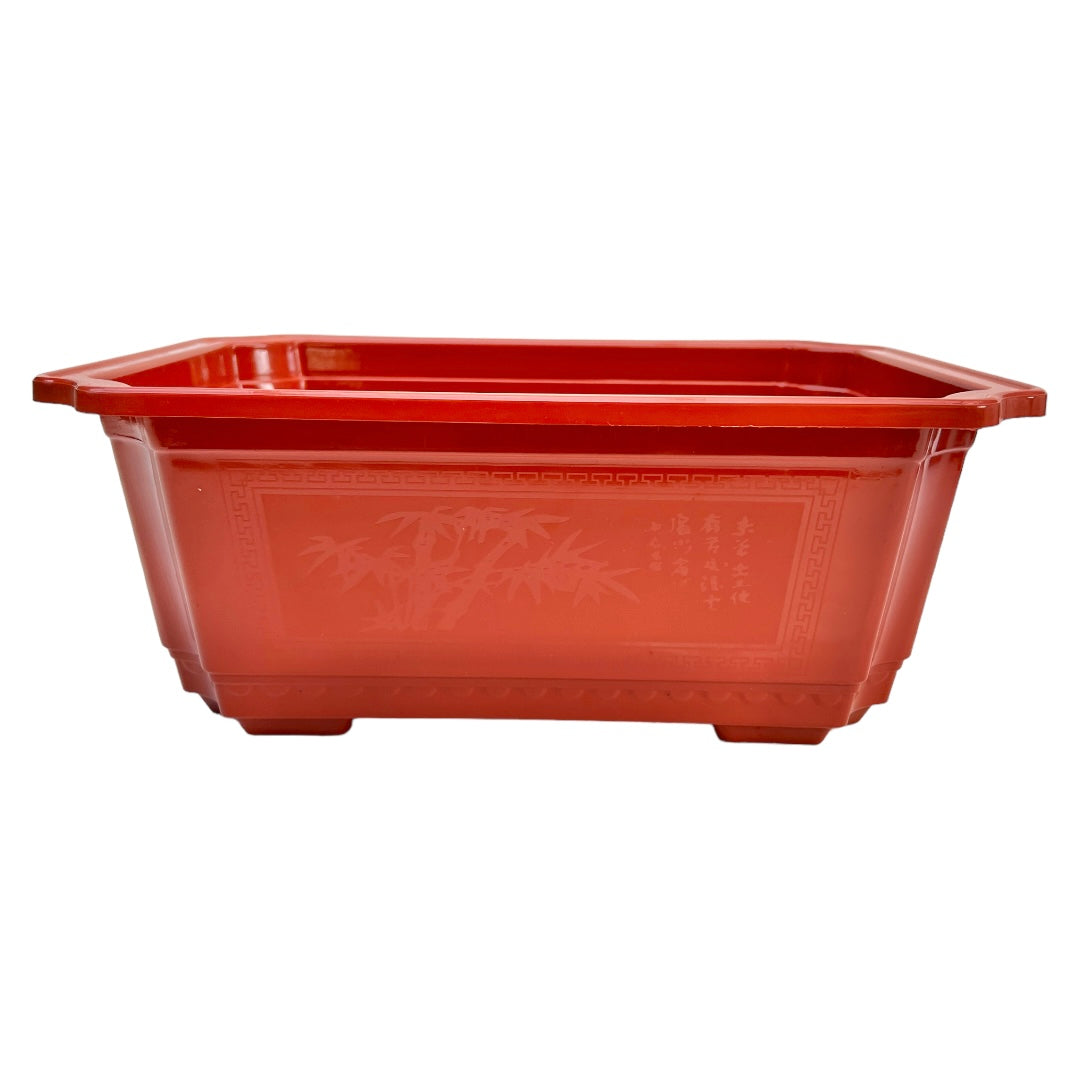 33cm Classic Design Plastic Orange Bonsai Pot With Artwork - Bonsai Gifts Nursery