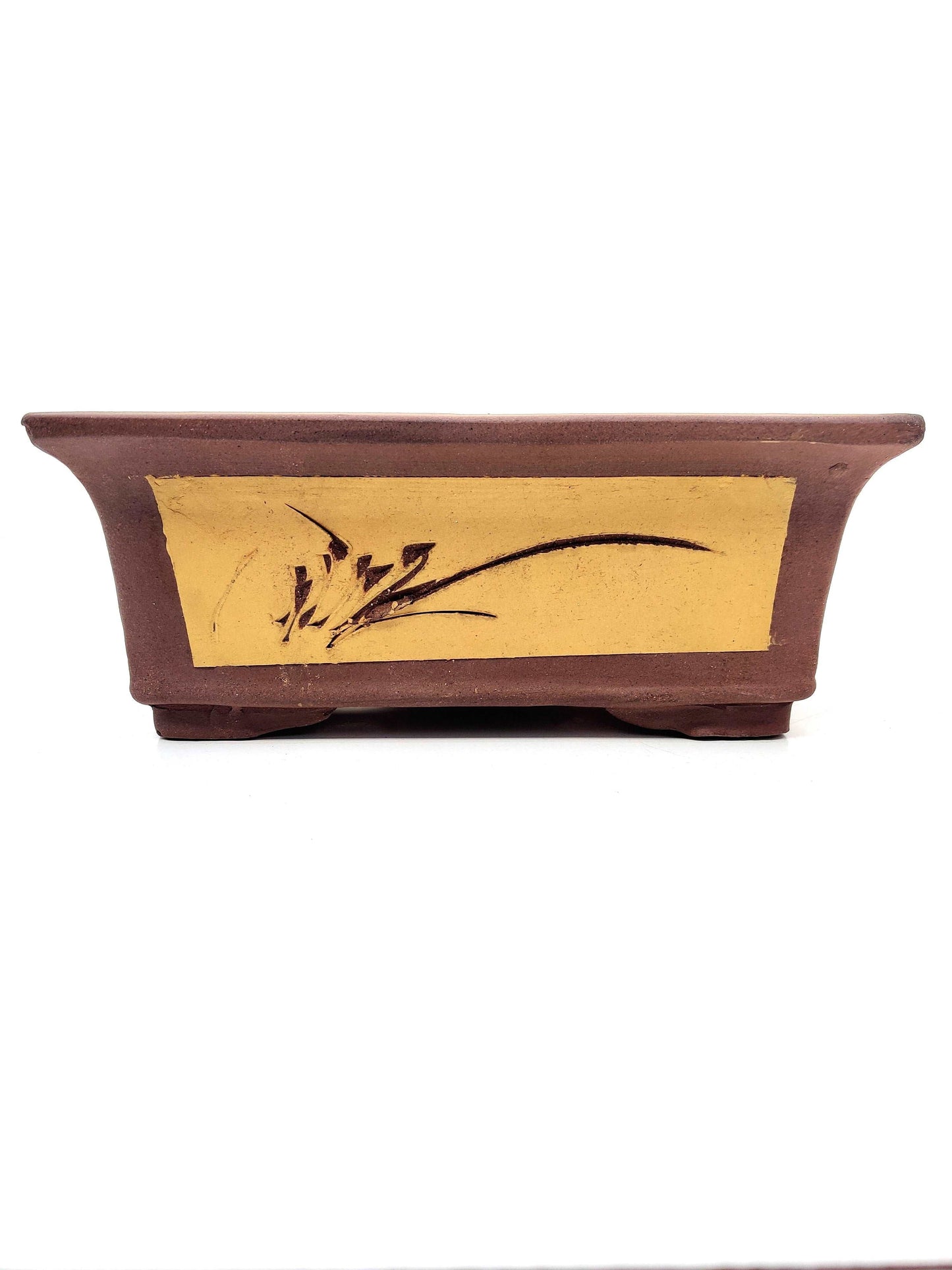 10" Unglazed Bonsai Pot With Artwork - Bonsai Gifts Nursery