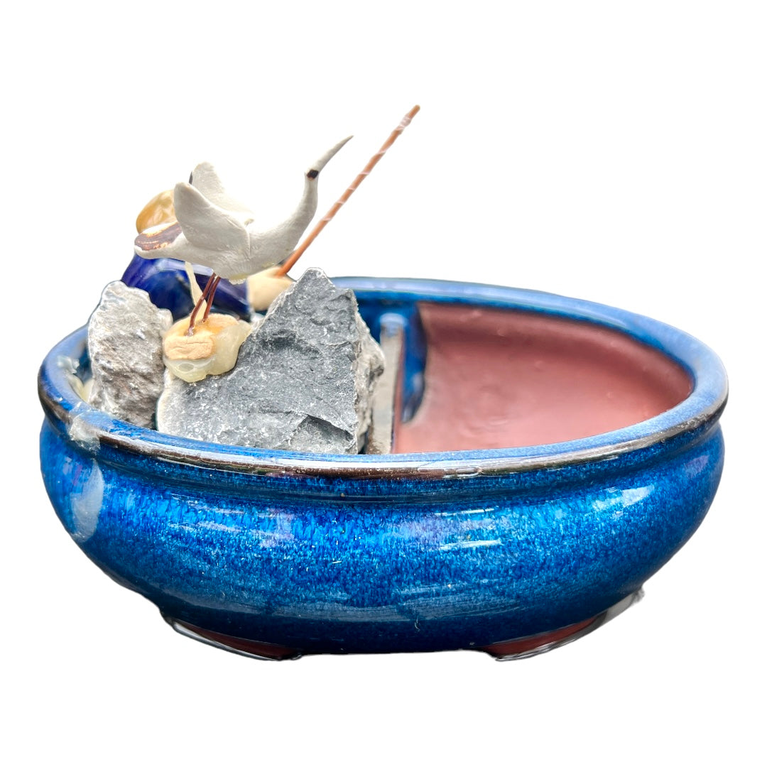 6” Rock Feature Bonsai Pot (Blue) - Bonsai Gifts Nursery