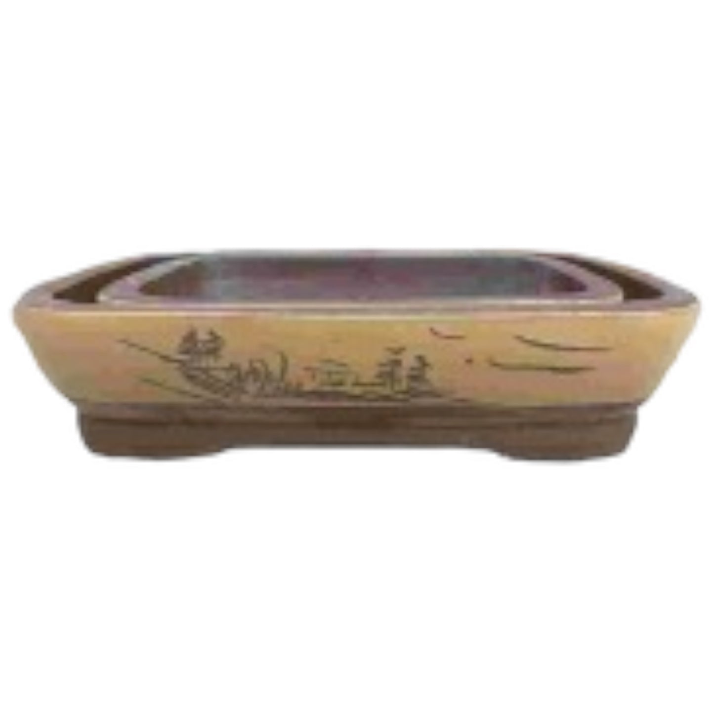 16 Inch Unglazed Bonsai Pot Set Yellow - Bonsai Gifts Nursery