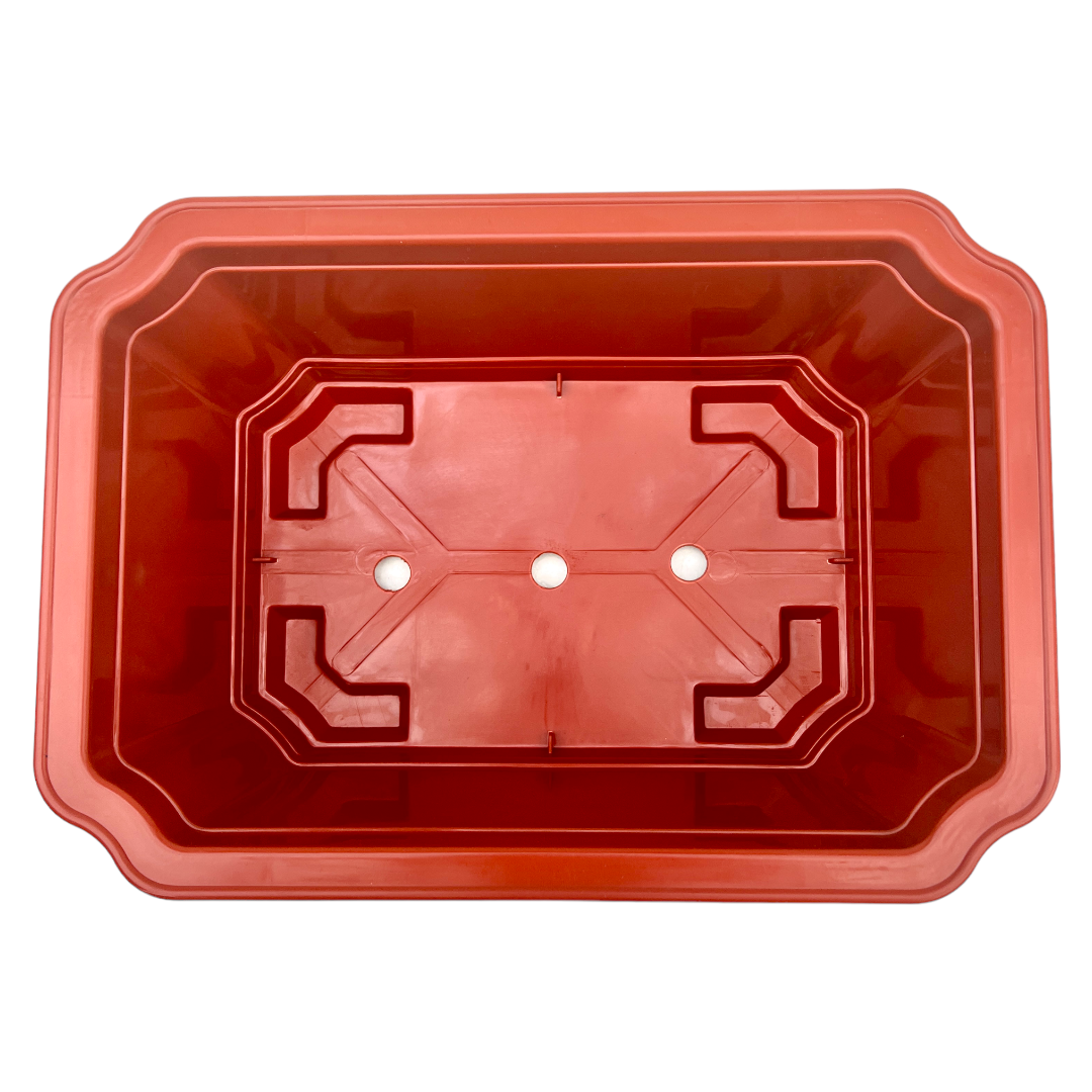 33cm Classic Design Plastic Orange Bonsai Pot With Artwork - Bonsai Gifts Nursery
