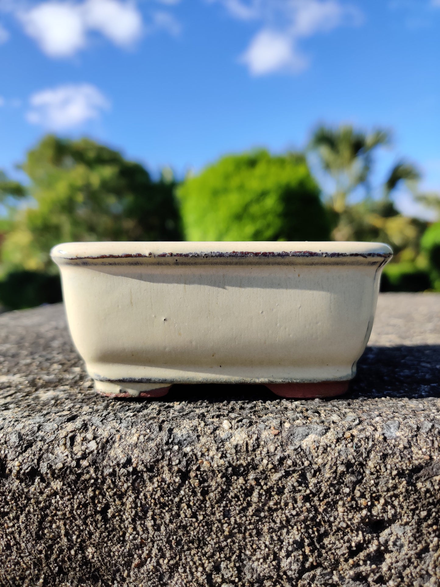 4" Off White Glazed Bonsai Pot - Bonsai Gifts Nursery