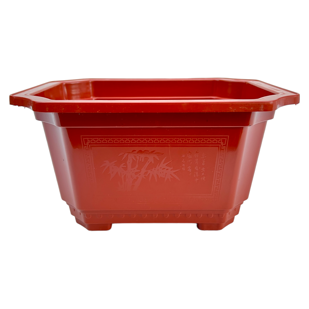 23cm Classic Design Orange Deep Plastic Bonsai Pot With Artwork - Bonsai Gifts Nursery
