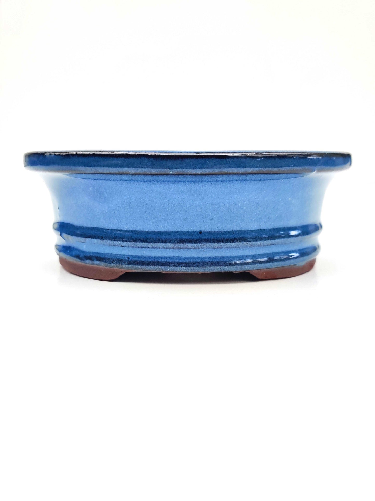 6" Blue Oval Glazed Bonsai Pot - Bonsai Gifts Nursery