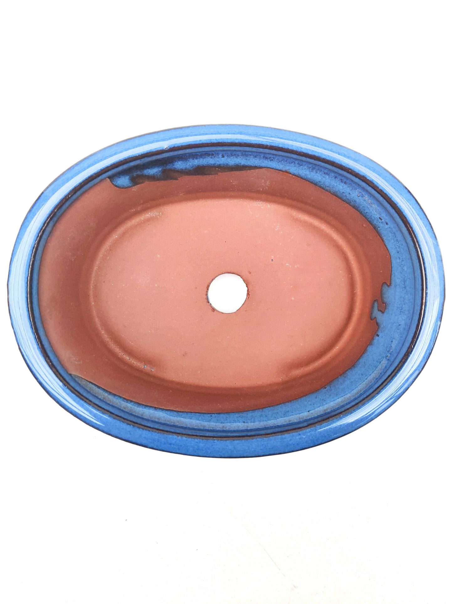 6" Blue Oval Glazed Bonsai Pot - Bonsai Gifts Nursery