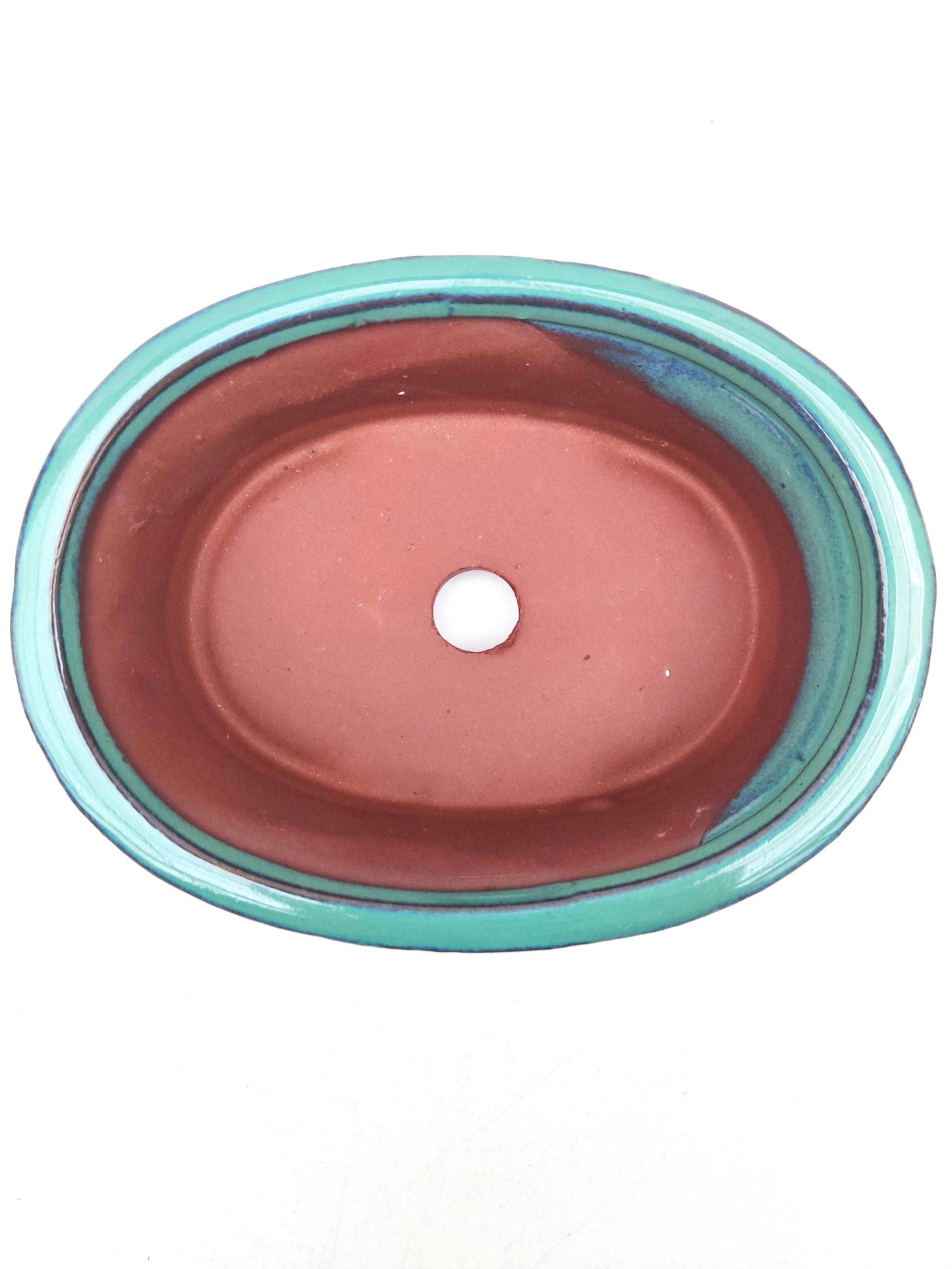 6" Teal Oval Glazed Bonsai Pot - Bonsai Gifts Nursery