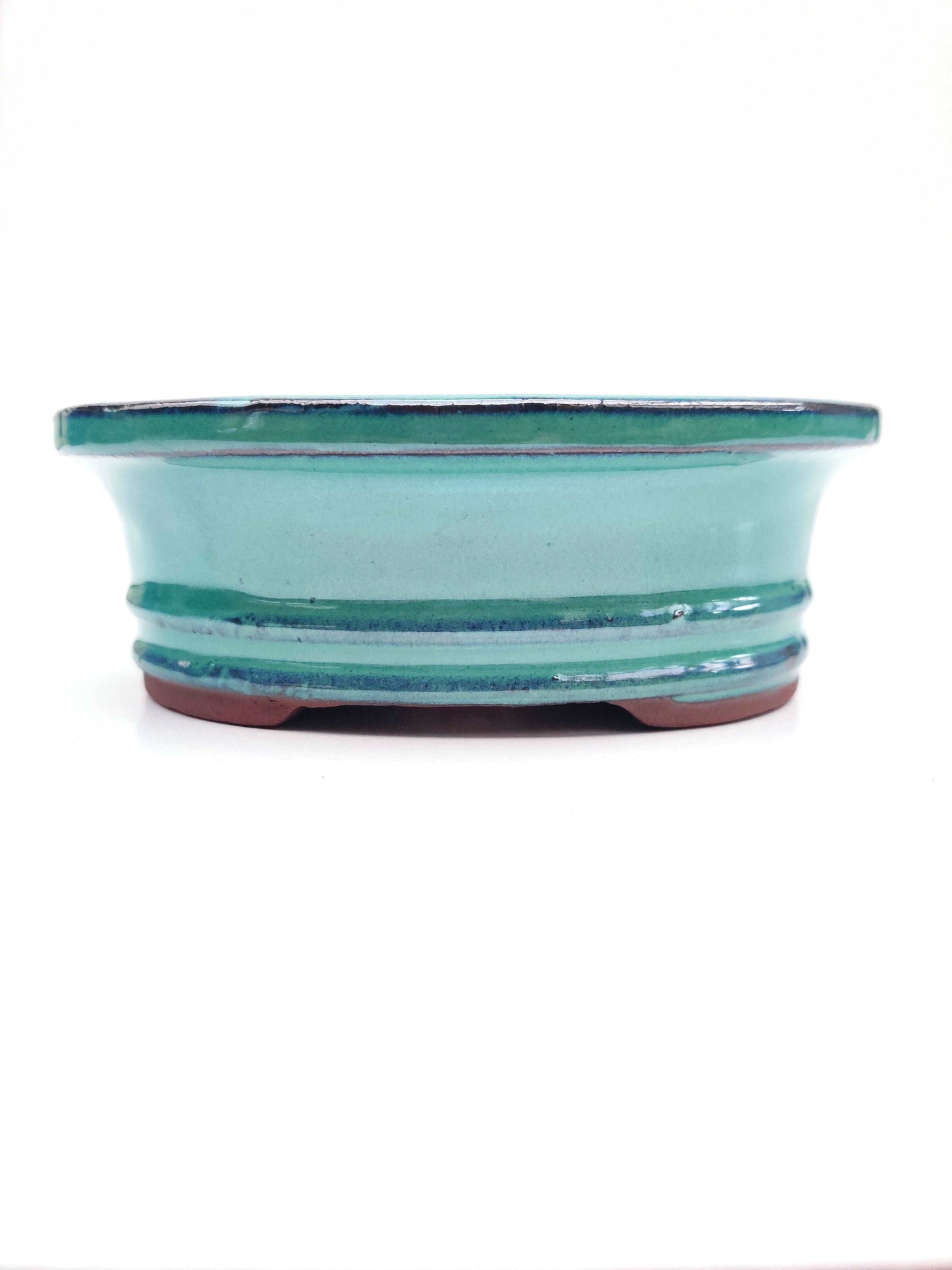 6" Teal Oval Glazed Bonsai Pot - Bonsai Gifts Nursery