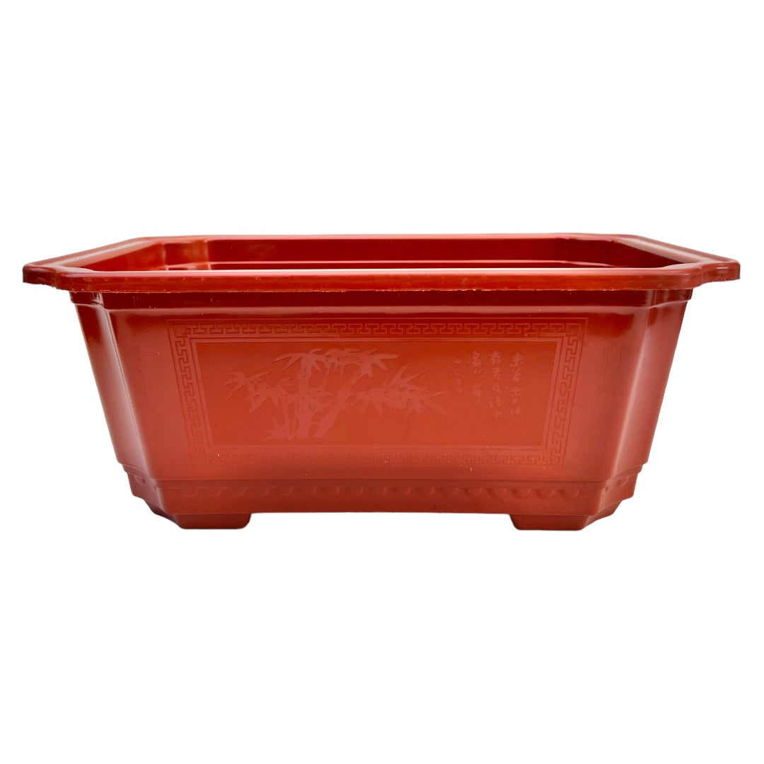 33cm Classic Design Plastic Orange Bonsai Pot With Artwork - Bonsai Gifts Nursery