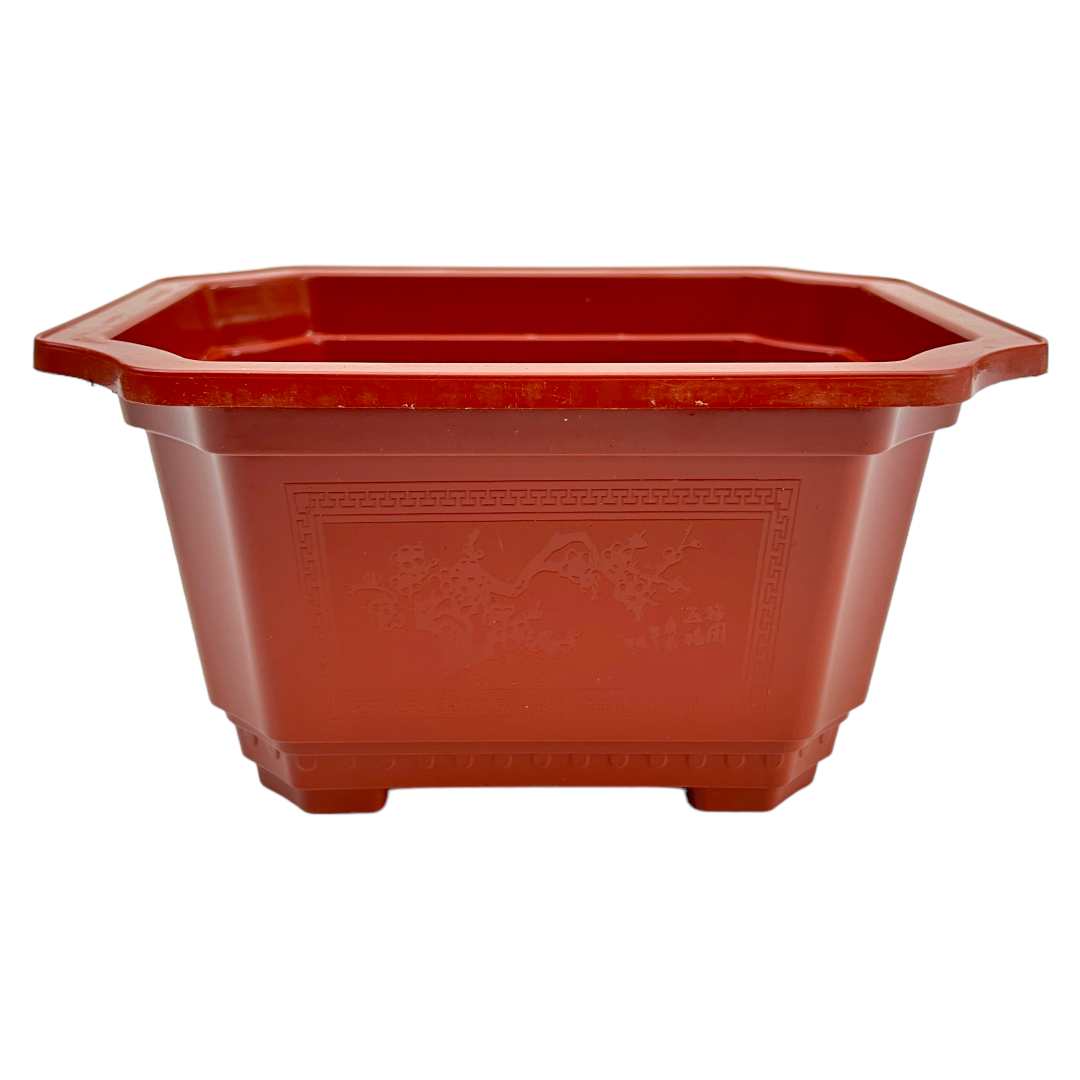 23cm Classic Design Orange Deep Plastic Bonsai Pot With Artwork - Bonsai Gifts Nursery