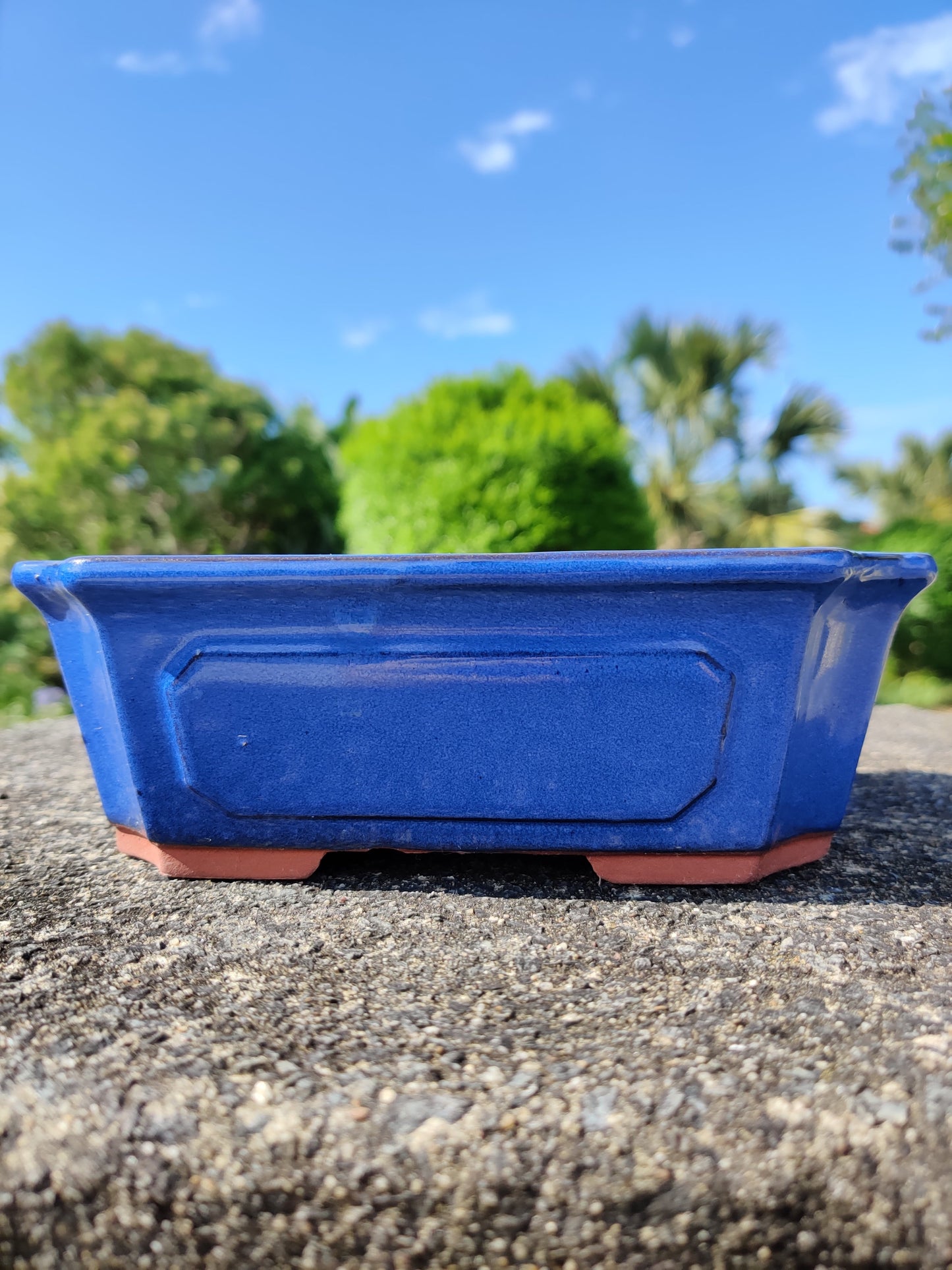 8" Blue Glazed Bonsai Pot - Bonsai Gifts Nursery