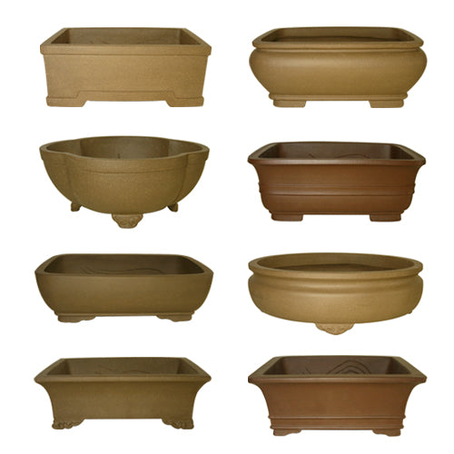 8 Inch Assorted Unglazed Bonsai Pots (Random Style Selection) - Bonsai Gifts Nursery