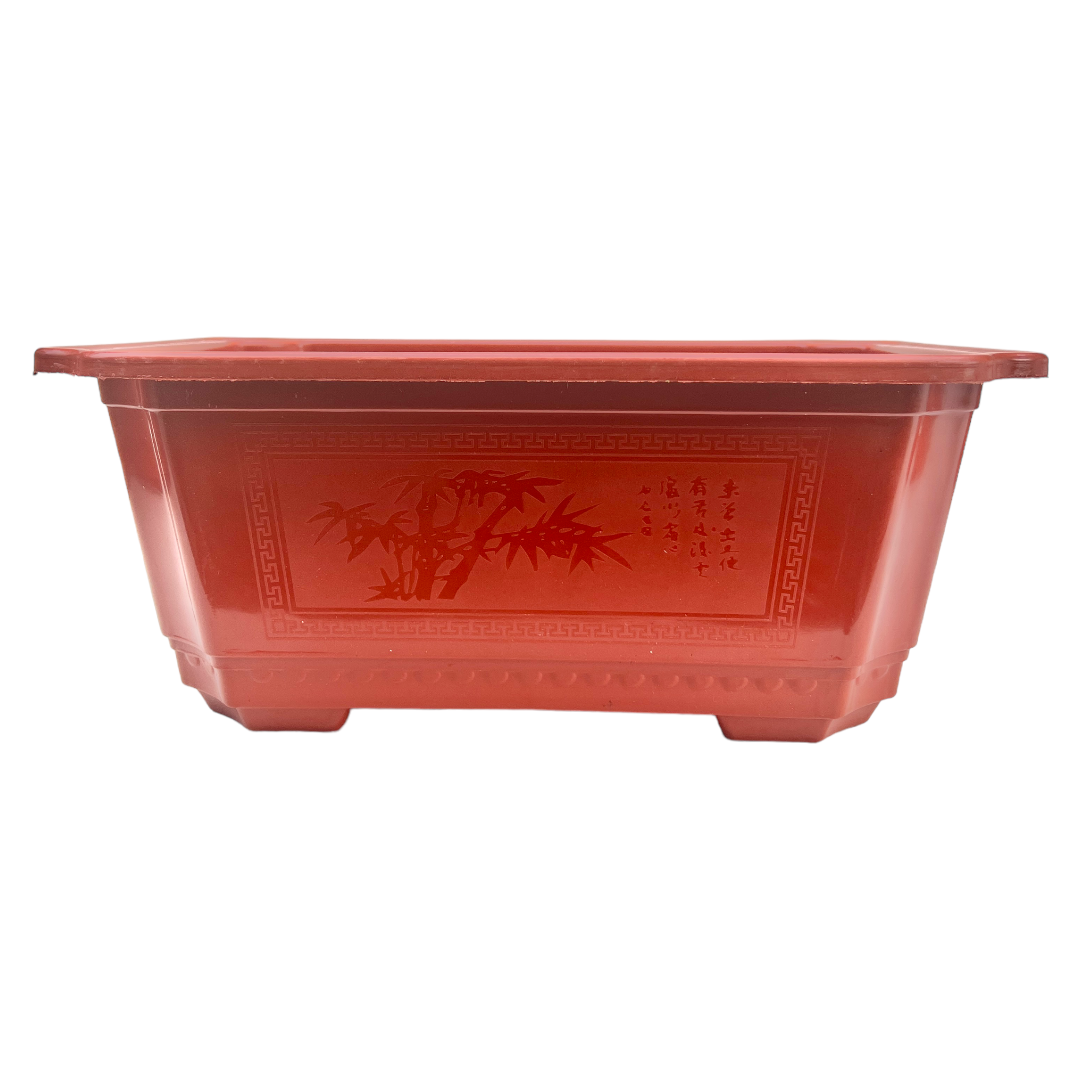 33cm Classic Design Plastic Orange Bonsai Pot With Artwork - Bonsai Gifts Nursery