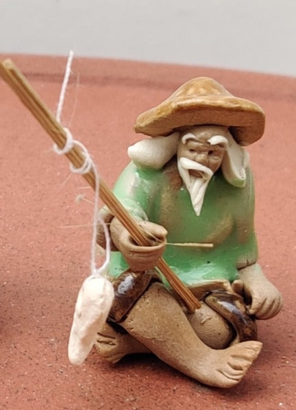 Coloured Fisherman Bonsai Mudman Figurine - Bonsai Gifts Nursery