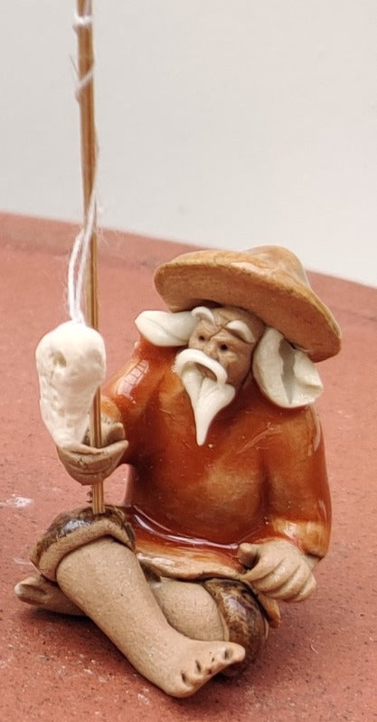 Coloured Fisherman Bonsai Mudman Figurine - Bonsai Gifts Nursery