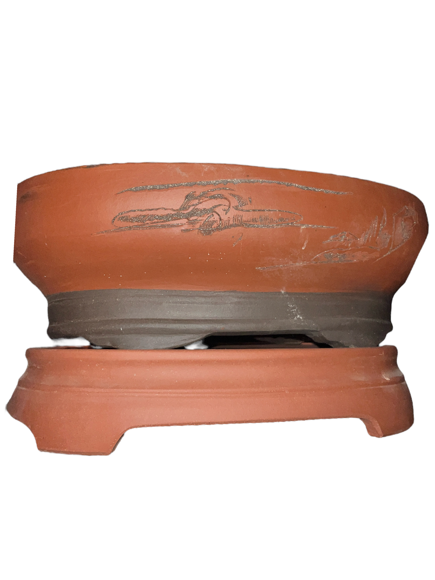 17" Orange Unglazed Bonsai Pot With Bonsai Stand - Bonsai Gifts Nursery