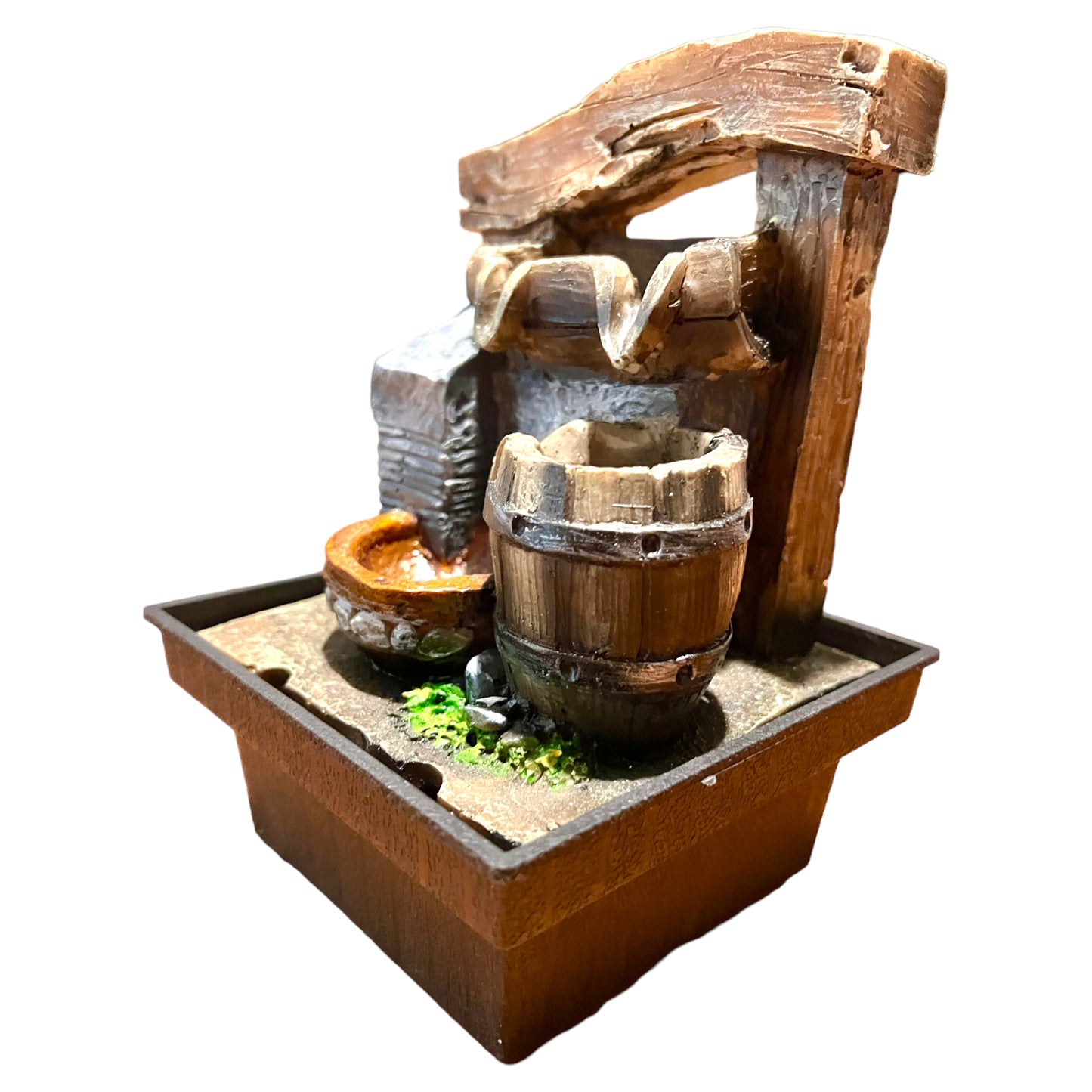 Double Fall Traditional Cascading Barrel Fountain Indoor Water Feature Electric Powered - Bonsai Gifts Nursery