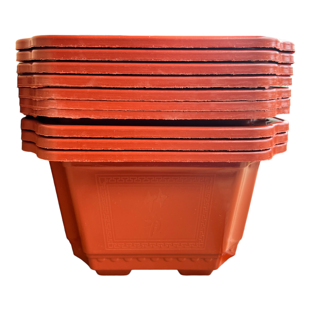 33cm Classic Design Plastic Orange Bonsai Pot With Artwork - Bonsai Gifts Nursery