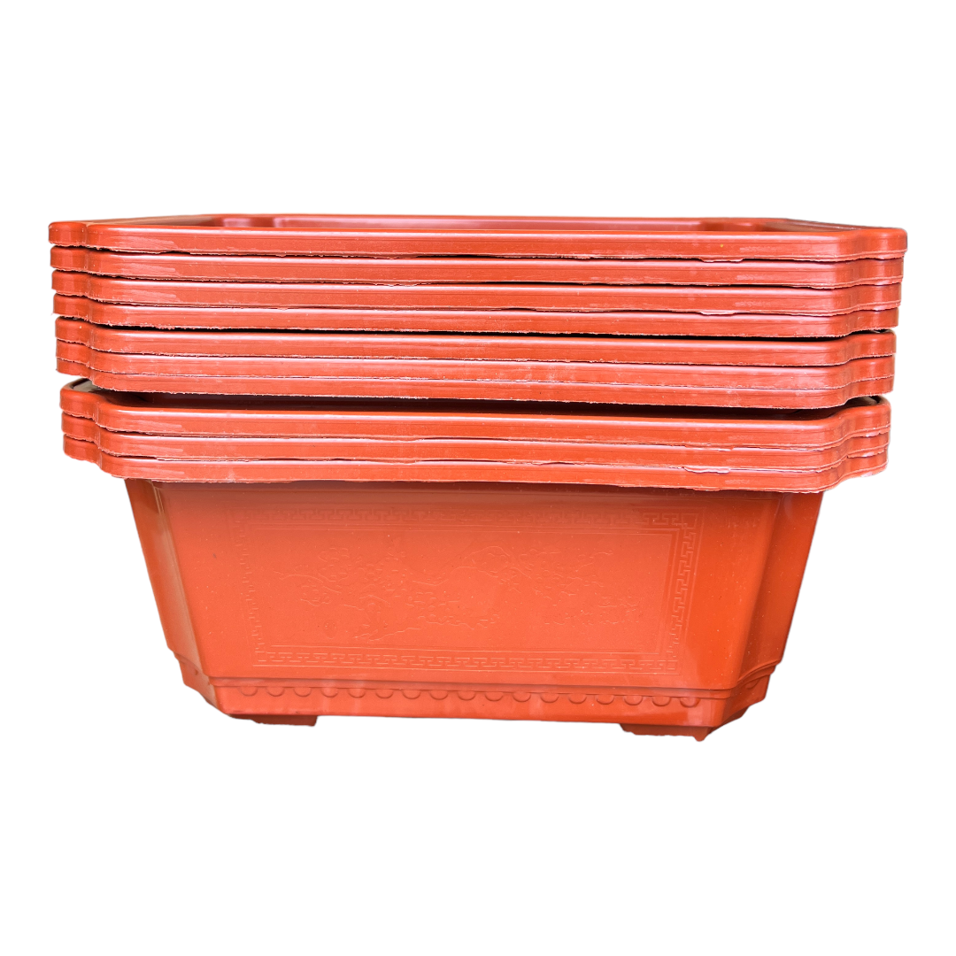 33cm Classic Design Plastic Orange Bonsai Pot With Artwork - Bonsai Gifts Nursery