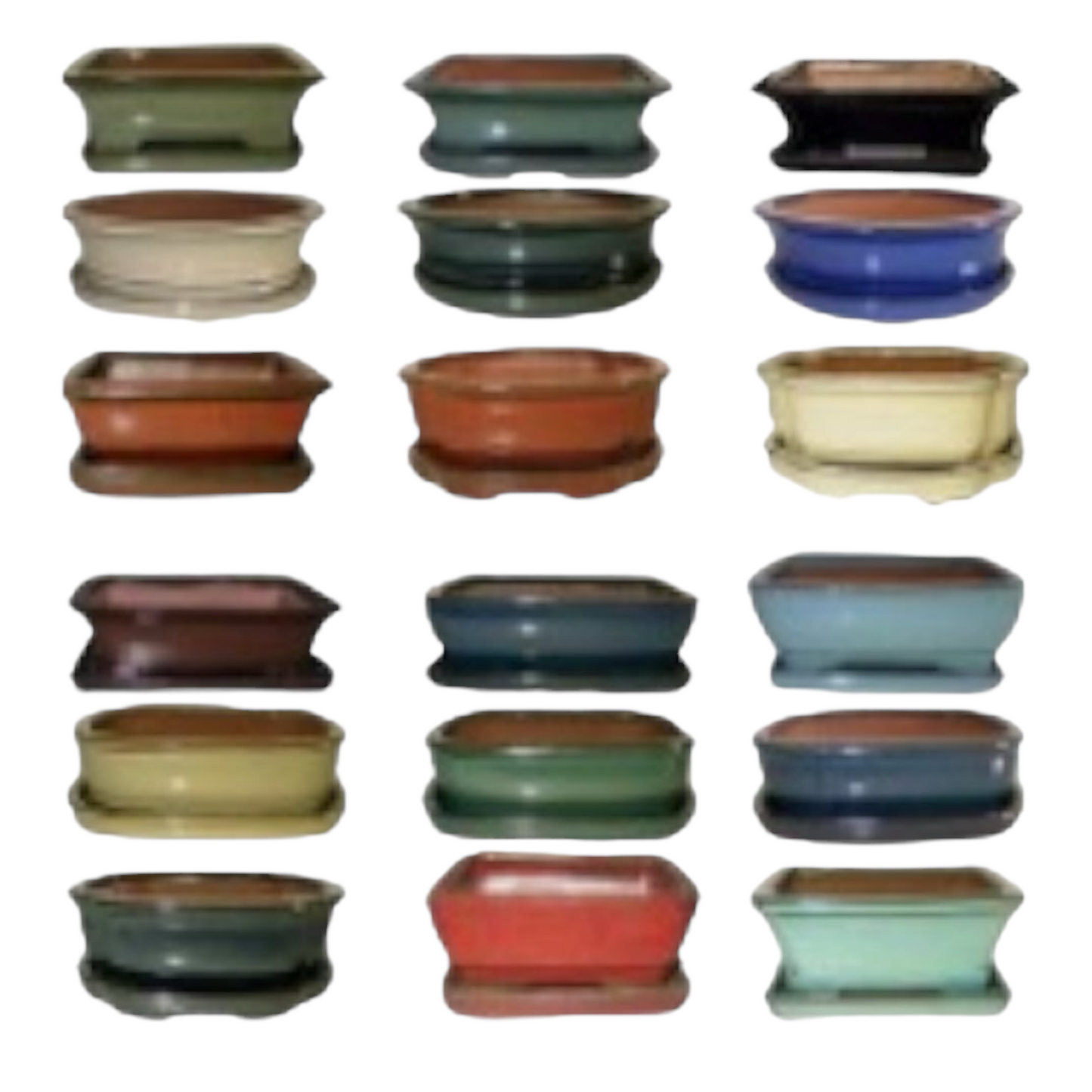 6 Inch Deeper Assorted Glazed Pots With Ceramic Saucer Plate (Random Selection)