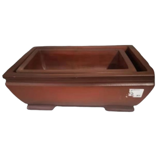16 Inch Classic Rectangular Unglazed Bonsai Pot Set