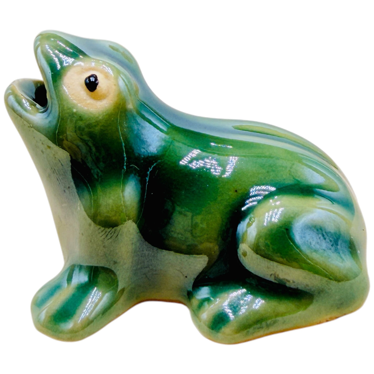 Miniature Green Ceramic Frog Ornament – Bonsai Garden Decoration