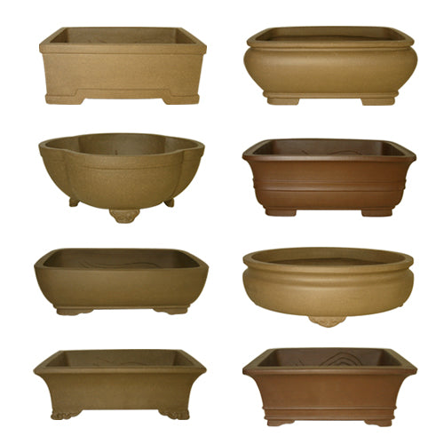 8 Inch Assorted Unglazed Bonsai Pots (Random Style Selection)