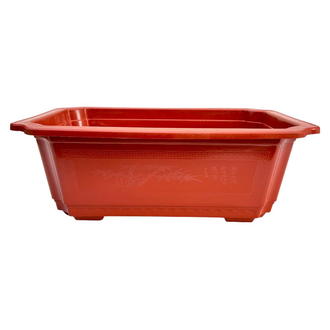 38cm Classic Design Plastic Orange Bonsai Pot With Artwork - Bonsai Gifts Nursery