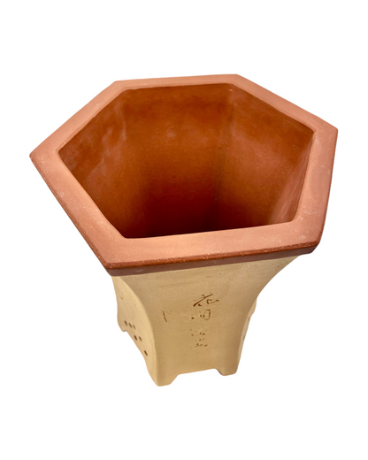 Yellow Hexagon Cascade Unglazed Bonsai Pot 37cm