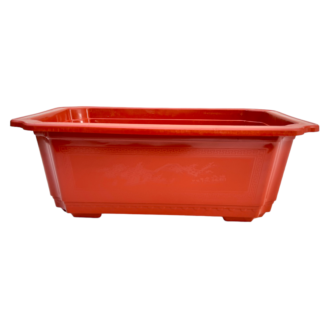 38cm Classic Design Plastic Orange Bonsai Pot With Artwork - Bonsai Gifts Nursery