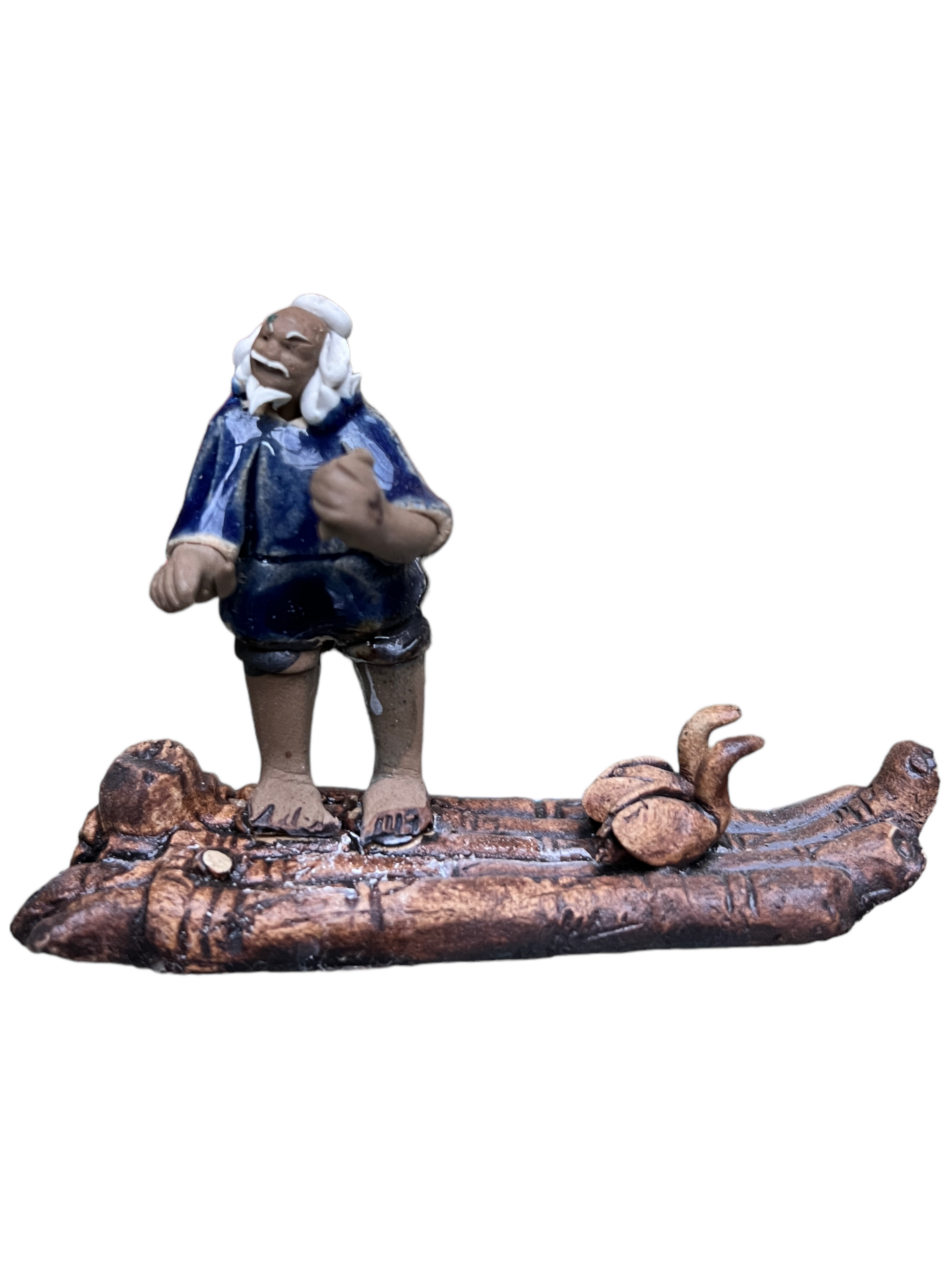 Chinese Punt Boat Fisherman 6cm Tall Bonsai Mudman Figurine - Bonsai Gifts Nursery