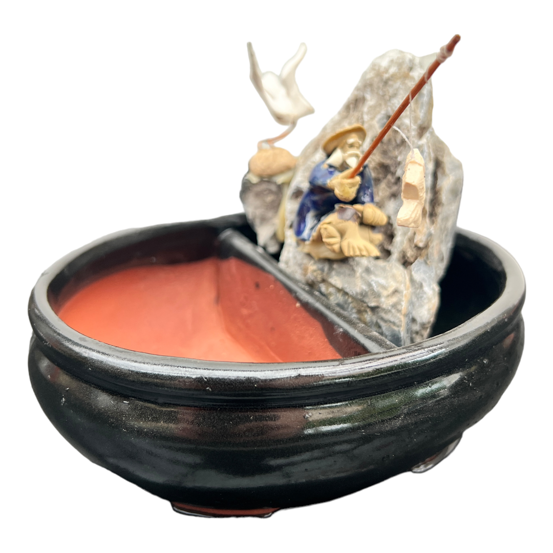 6” Rock Feature Bonsai Pot (Black)