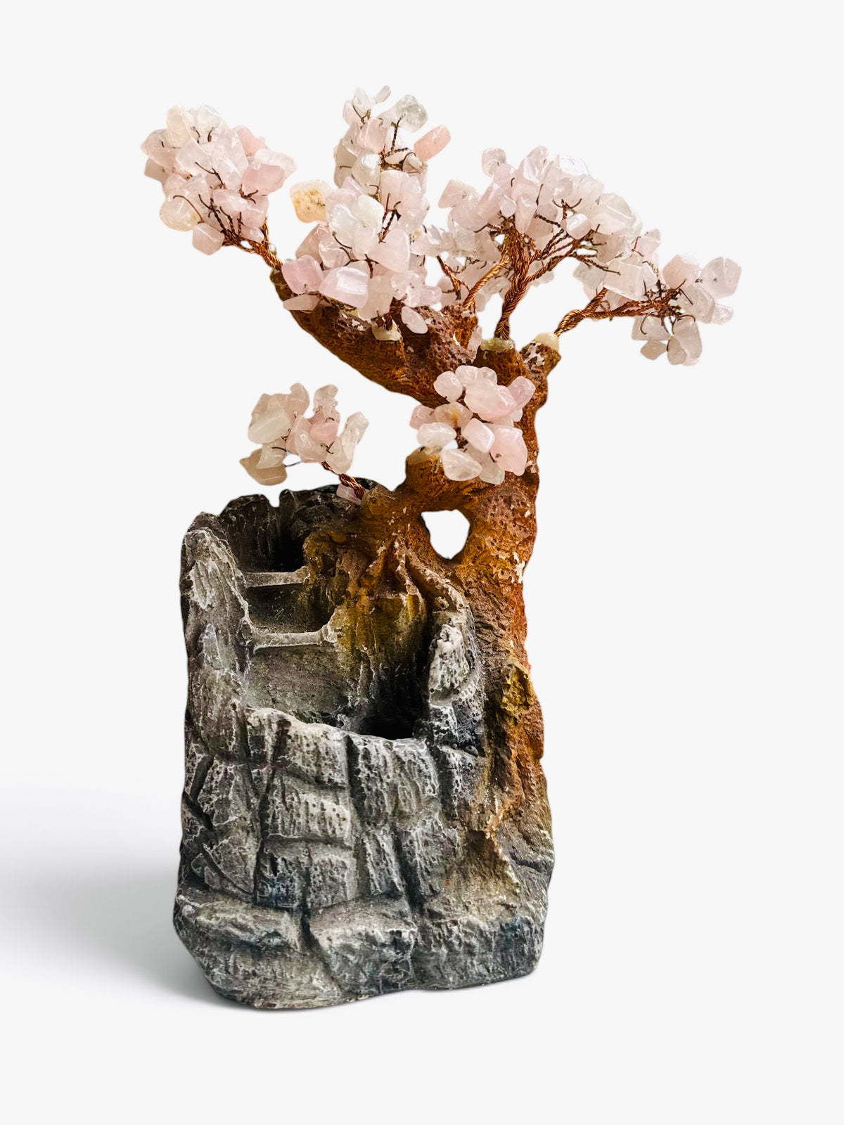 Pink Crystal Gem Bonsai Tree Tabletop Water Feature (28cm)