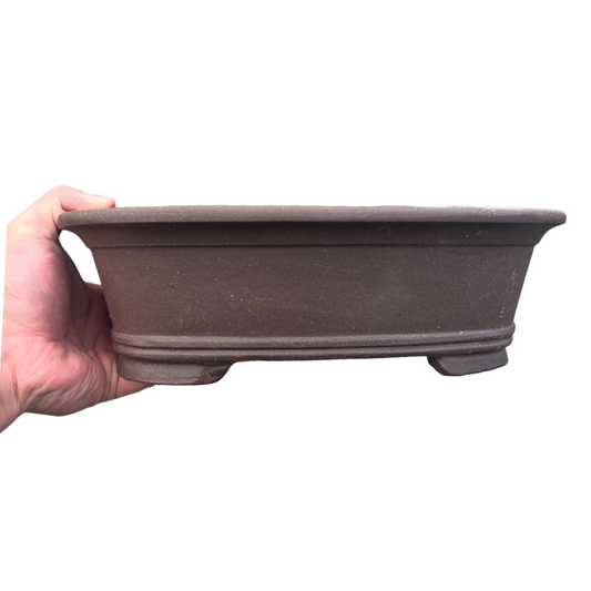 12" Unglazed Oval Bonsai Pot