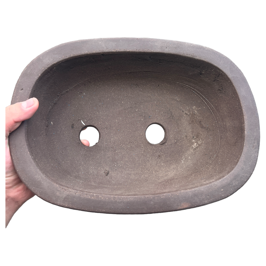 12" Unglazed Oval Bonsai Pot - Bonsai Gifts Nursery