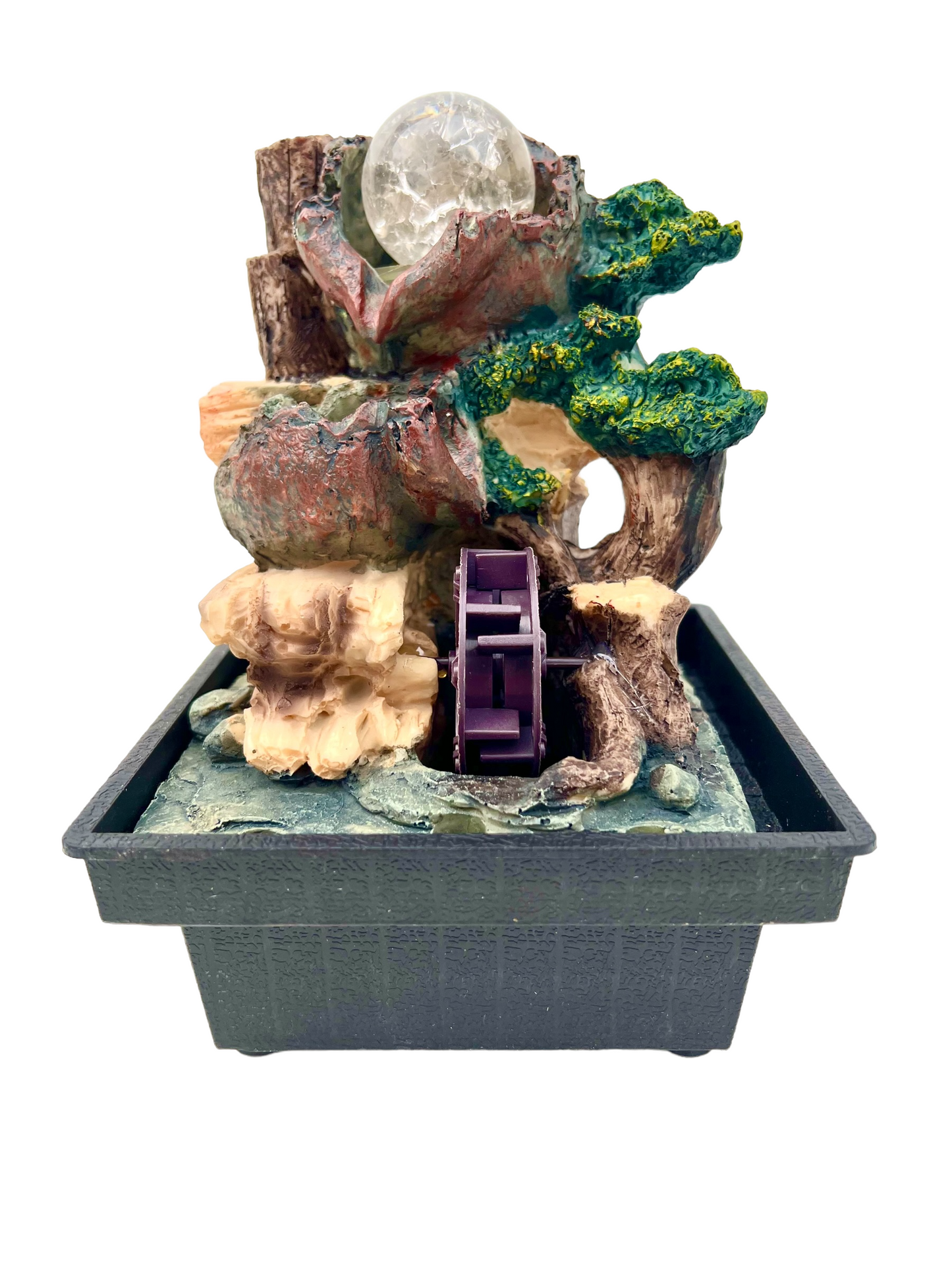 Wheel Tree Crystal Landscape Water Feature - Bonsai Gifts Nursery