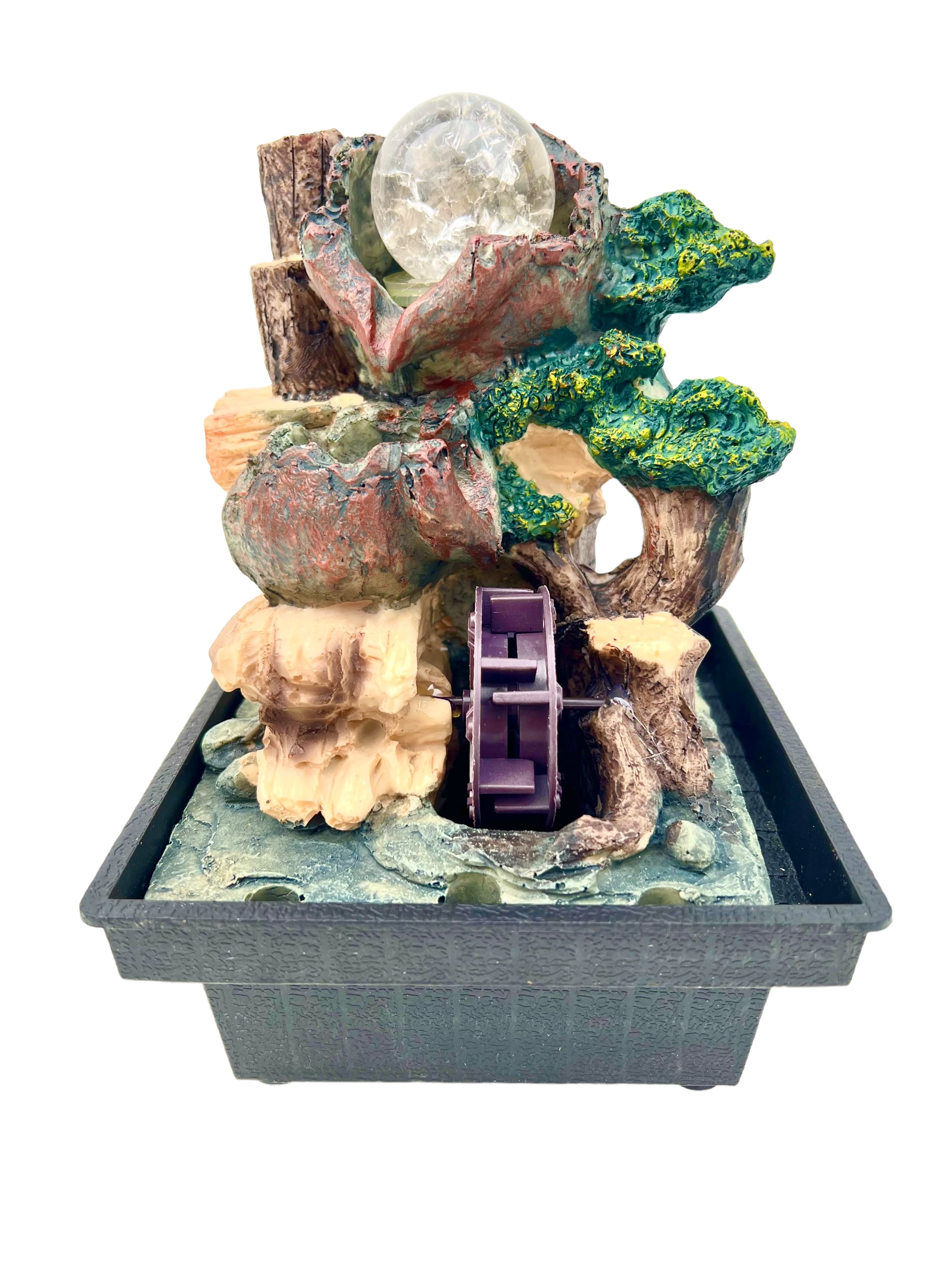 Wheel Tree Crystal Landscape Water Feature - Bonsai Gifts Nursery